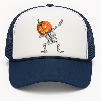 Dabbing Pumpkin Skeleton Halloween Meaningful Gift Dab Dance Skull Gift Trucker Hat