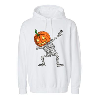 Dabbing Pumpkin Skeleton Halloween Meaningful Gift Dab Dance Skull Gift Garment-Dyed Fleece Hoodie