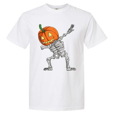 Dabbing Pumpkin Skeleton Halloween Meaningful Gift Dab Dance Skull Gift Garment-Dyed Heavyweight T-Shirt