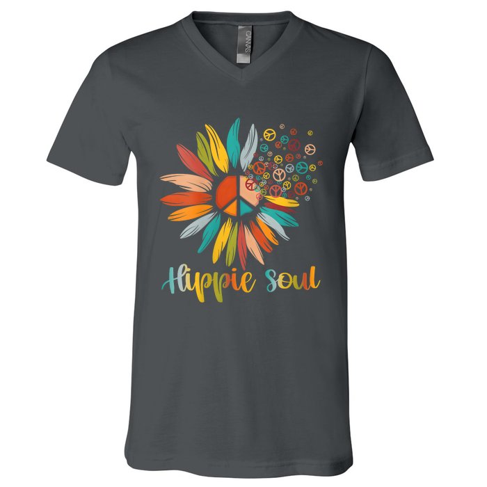 Daisy Peace Sign Hippie Soul Flower Lovers Gifts V-Neck T-Shirt