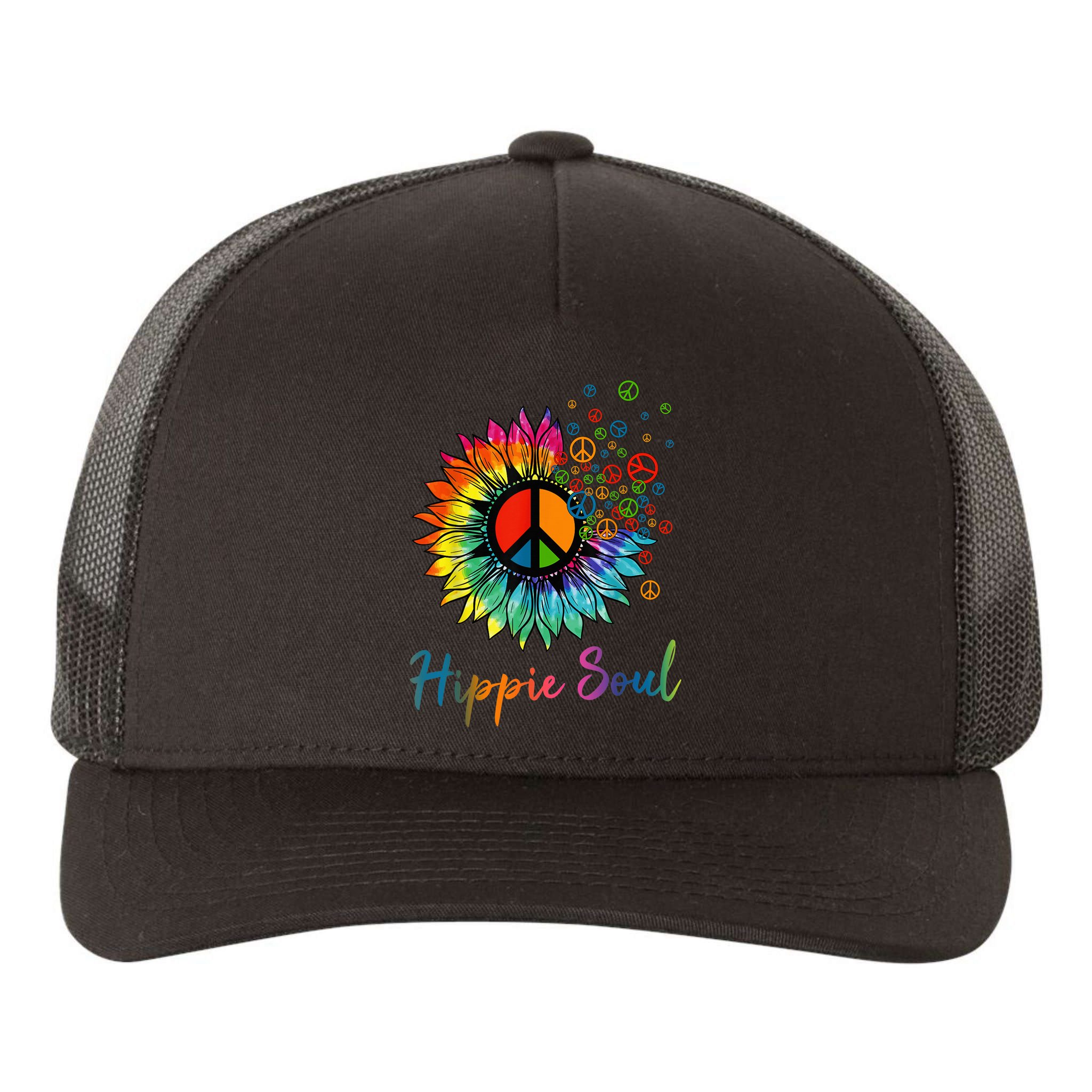 Daisy Peace Sign Hippie Soul Retro Hippie Flower Lovers Yupoong Adult 5-Panel Trucker Hat