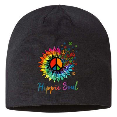 Daisy Peace Sign Hippie Soul Retro Hippie Flower Lovers Sustainable Beanie
