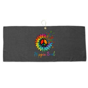 Daisy Peace Sign Hippie Soul Retro Hippie Flower Lovers Large Microfiber Waffle Golf Towel