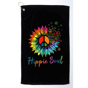 Daisy Peace Sign Hippie Soul Retro Hippie Flower Lovers Platinum Collection Golf Towel