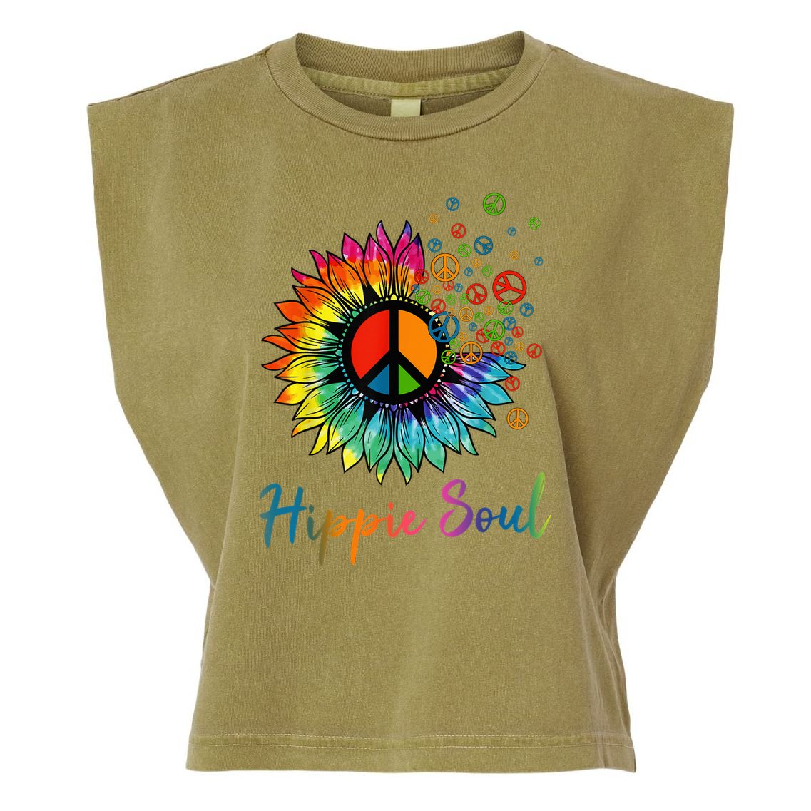 Daisy Peace Sign Hippie Soul Retro Hippie Flower Lovers Garment-Dyed Women's Muscle Tee