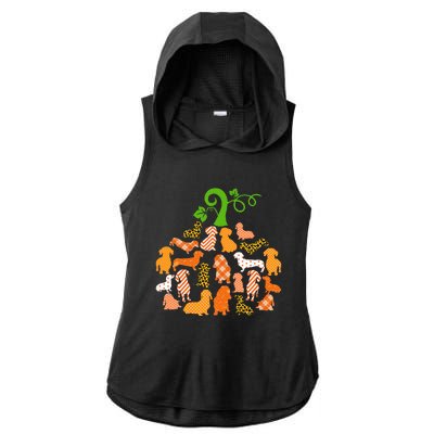 Dachshund Pumpkin Shape Plaid Leopard Dog Autumn Halloween Ladies PosiCharge Tri-Blend Wicking Draft Hoodie Tank