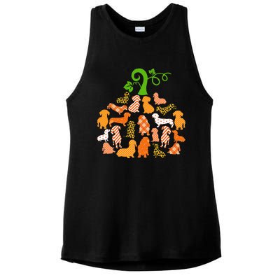 Dachshund Pumpkin Shape Plaid Leopard Dog Autumn Halloween Ladies PosiCharge Tri-Blend Wicking Tank