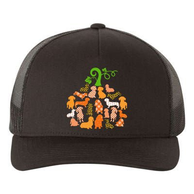 Dachshund Pumpkin Shape Plaid Leopard Dog Autumn Halloween Yupoong Adult 5-Panel Trucker Hat