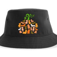 Dachshund Pumpkin Shape Plaid Leopard Dog Autumn Halloween Sustainable Bucket Hat