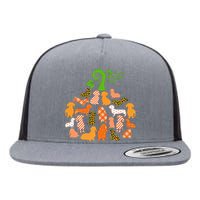 Dachshund Pumpkin Shape Plaid Leopard Dog Autumn Halloween Flat Bill Trucker Hat