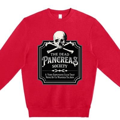 Dead Pancreas Society Type One Diabetes T1d Awareness Skull Premium Crewneck Sweatshirt