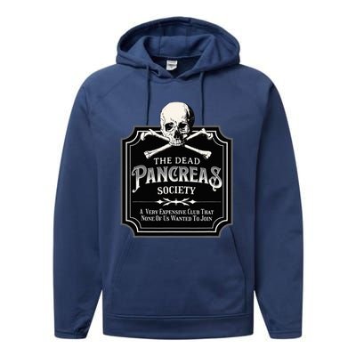 Dead Pancreas Society Type One Diabetes T1d Awareness Skull Performance Fleece Hoodie