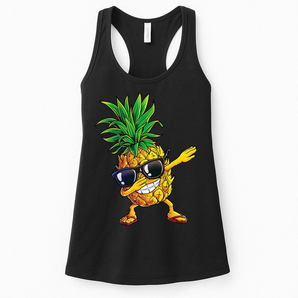 Dabbing Pineapple Sunglasses Aloha Beaches Hawaii Hawaiian Womens Tank Top