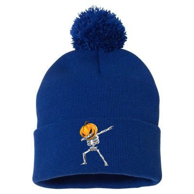 Dabbing Pumpkin Skeleton Gift Pom Pom 12in Knit Beanie