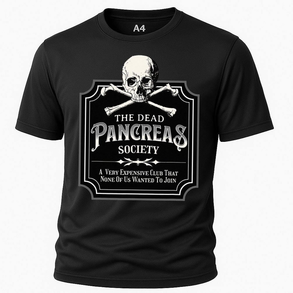 Dead Pancreas Society Type One Diabetes T1D Awareness Skull Cooling Performance Crew T-Shirt