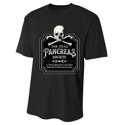 Dead Pancreas Society Type One Diabetes T1D Awareness Skull Performance Sprint T-Shirt