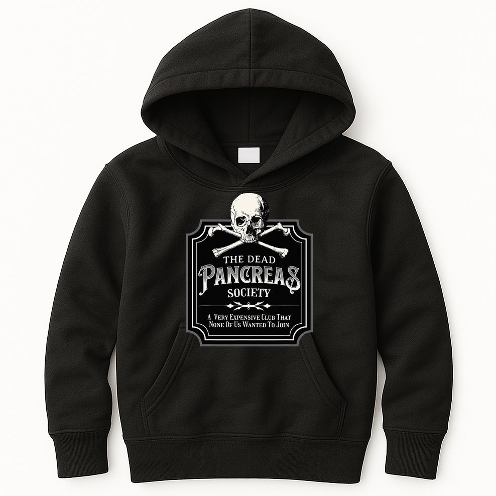 Dead Pancreas Society Type One Diabetes T1D Awareness Skull Kids Hoodie