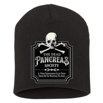Dead Pancreas Society Type One Diabetes T1D Awareness Skull Short Acrylic Beanie