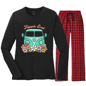 Daisy Peace Sign Hippie Soul Flower Lovers Gifts Women's Long Sleeve Flannel Pajama Set 