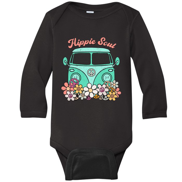 Daisy Peace Sign Hippie Soul Flower Lovers Gifts Baby Long Sleeve Bodysuit