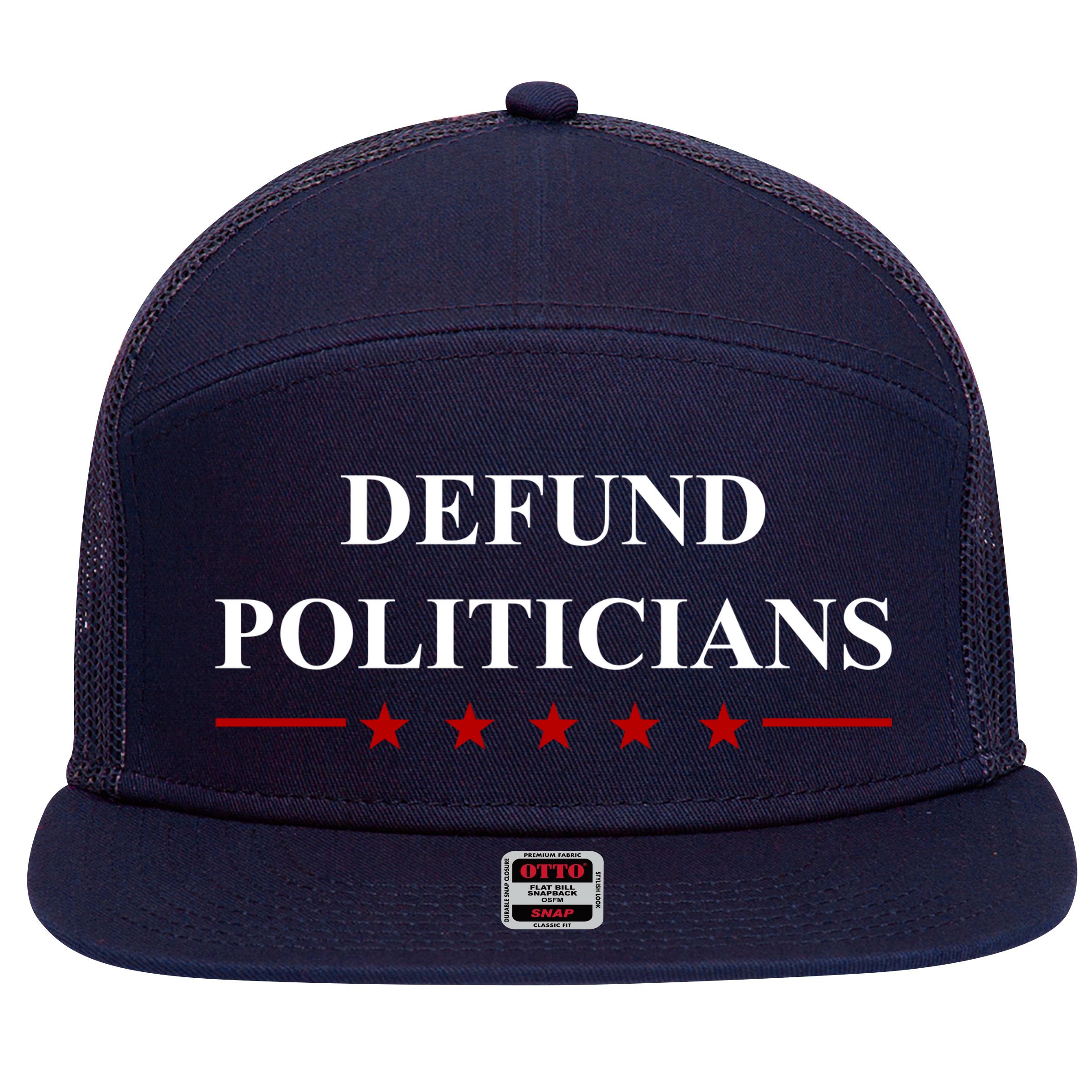 Defund Politicians Simple Logo 7 Panel Mesh Trucker Snapback Hat