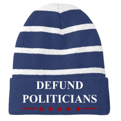 Defund Politicians Simple Logo Striped Beanie with Solid Band