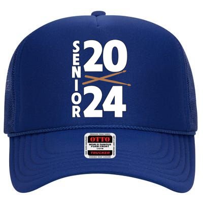 Drum Player Senior Class Of 2024 Marching Band Student High Crown Mesh Back Trucker Hat