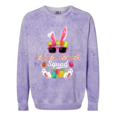 Daycare Provider Squad Costume Bunny Sunglasses Easter Eggs Colorblast Crewneck Sweatshirt