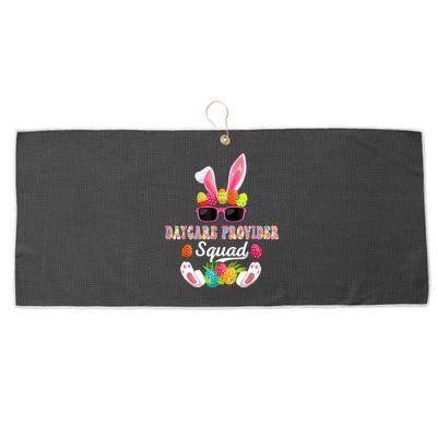 Daycare Provider Squad Costume Bunny Sunglasses Easter Eggs Large Microfiber Waffle Golf Towel