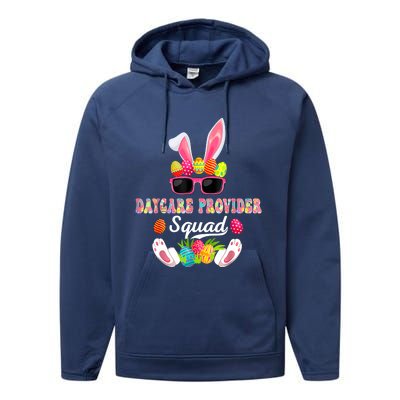 Daycare Provider Squad Costume Bunny Sunglasses Easter Eggs Performance Fleece Hoodie