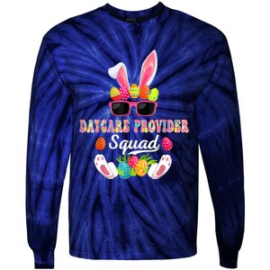 Daycare Provider Squad Costume Bunny Sunglasses Easter Eggs Tie-Dye Long Sleeve Shirt