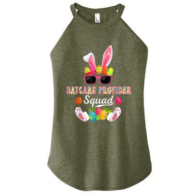 Daycare Provider Squad Costume Bunny Sunglasses Happy Easter Eggs Women’s Perfect Tri Rocker Tank