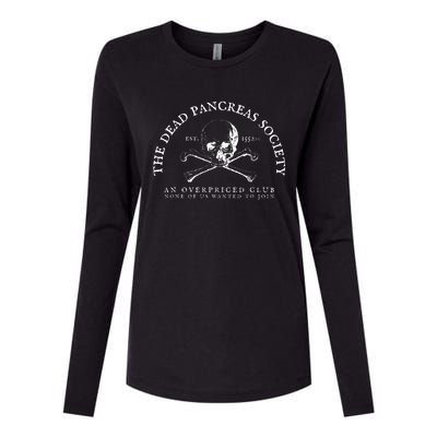 Dead Pancreas Society Type One Diabetes T1D Awareness Skull Womens Cotton Relaxed Long Sleeve T-Shirt