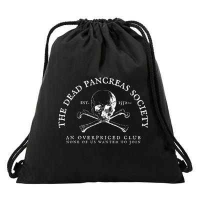 Dead Pancreas Society Type One Diabetes T1D Awareness Skull Drawstring Bag