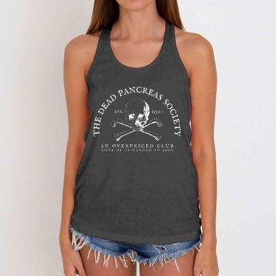 Dead Pancreas Society Type One Diabetes T1D Awareness Skull Women's Knotted Racerback Tank