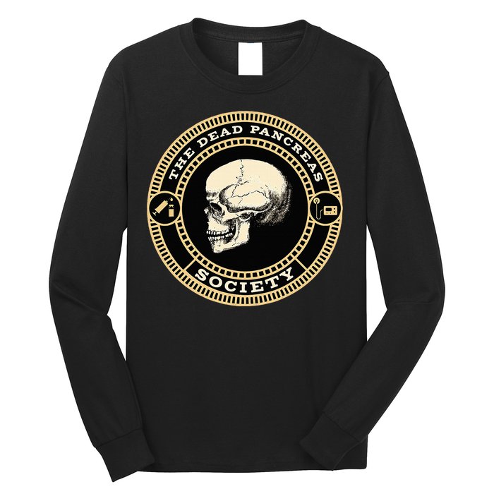 Dead Pancreas Society Type One Diabetes T1D Awareness Skull Long Sleeve Shirt