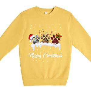 Dog Paw Santa Hat Reindeer Horns Dog Lover Merry Christmas Great Gift Premium Crewneck Sweatshirt