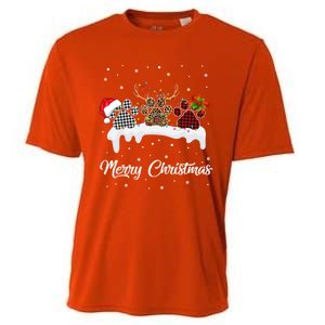 Dog Paw Santa Hat Reindeer Horns Dog Lover Merry Christmas Great Gift Cooling Performance Crew T-Shirt