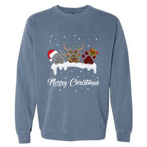 Dog Paw Santa Hat Reindeer Horns Dog Lover Merry Christmas Great Gift Garment-Dyed Sweatshirt