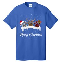 Dog Paw Santa Hat Reindeer Horns Dog Lover Merry Christmas Great Gift Tall T-Shirt