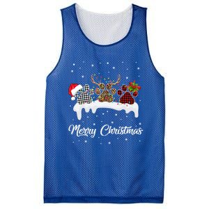 Dog Paw Santa Hat Reindeer Horns Dog Lover Merry Christmas Great Gift Mesh Reversible Basketball Jersey Tank