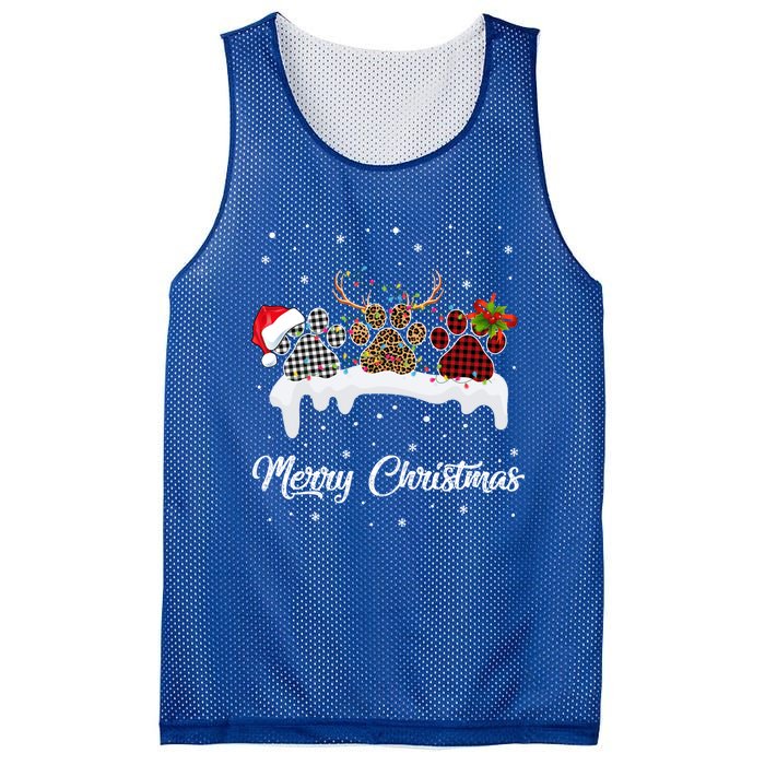 Dog Paw Santa Hat Reindeer Horns Dog Lover Merry Christmas Great Gift Mesh Reversible Basketball Jersey Tank