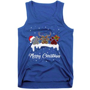 Dog Paw Santa Hat Reindeer Horns Dog Lover Merry Christmas Great Gift Tank Top