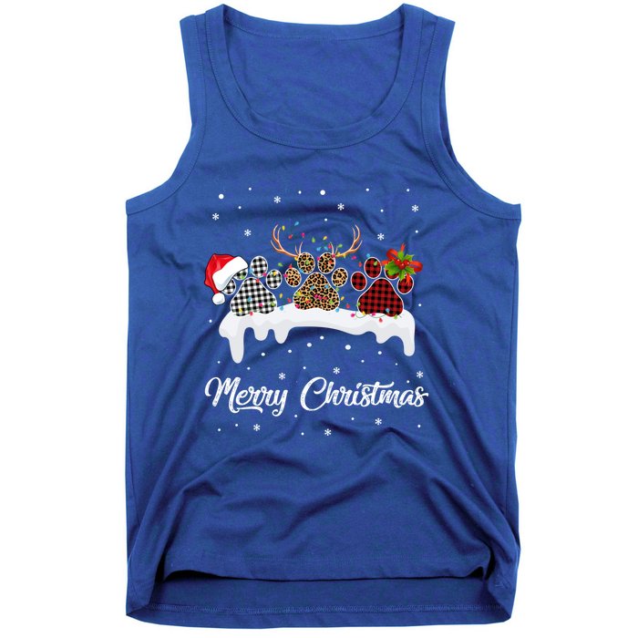 Dog Paw Santa Hat Reindeer Horns Dog Lover Merry Christmas Great Gift Tank Top