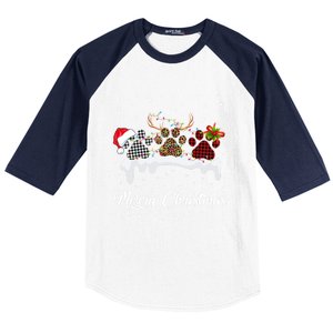 Dog Paw Santa Hat Reindeer Horns Dog Lover Merry Christmas Great Gift Baseball Sleeve Shirt