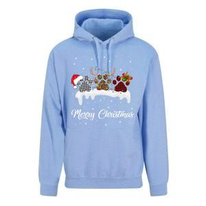 Dog Paw Santa Hat Reindeer Horns Dog Lover Merry Christmas Great Gift Unisex Surf Hoodie