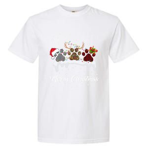 Dog Paw Santa Hat Reindeer Horns Dog Lover Merry Christmas Great Gift Garment-Dyed Heavyweight T-Shirt