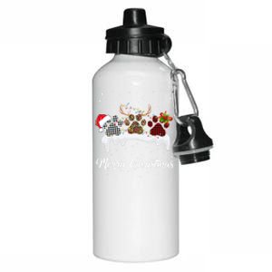 Dog Paw Santa Hat Reindeer Horns Dog Lover Merry Christmas Great Gift Aluminum Water Bottle