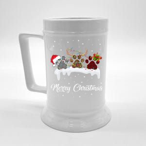 Dog Paw Santa Hat Reindeer Horns Dog Lover Merry Christmas Great Gift Beer Stein