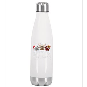 Dog Paw Santa Hat Reindeer Horns Dog Lover Merry Christmas Great Gift Stainless Steel Insulated Water Bottle